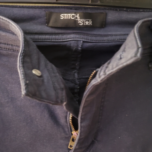 Stitch Star Five Pocket Skinny Ankle Pant w/ Snaps Navy Women's Size 12 - Picture 7 of 9